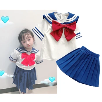 Deti Anime Sailor Moon Cosplay Dievčatá Sukne Skladaná sukňa k narodeninám Halloween party Námorník suit Baby girl šaty