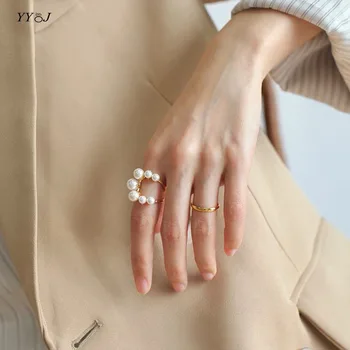 Pearl vyhlásenie otvoriť prstene pre ženy koktail krúžky pre stranu elegantné elegantných šperkov letné šperky 2022 nové módne