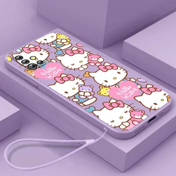 Hello Kitty Karikatúra Roztomilý Telefón puzdro Pre Samsung A73 A72 A53 A52S A42 A33 A23 A32 A13 A22 A12 A03S Core Kvapaliny Lano Kryt