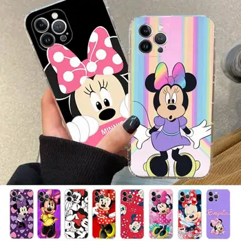 Disney Minnie Mouse Telefón puzdro Pre iPhone 8 7 6 6 X Plus SE 2020 XR XS 14 11 12 13 Mini Pro Max Mobile Prípade