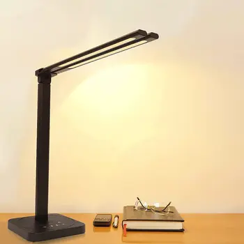 LAOPAO LED Dvojité Hlavu Stolná Lampa, Dvojité Výkyvné rameno Lampy na písací Stôl Nastaviteľný Jas Farebná Teplota pre Čítanie/Kancelárie/Spálňa
