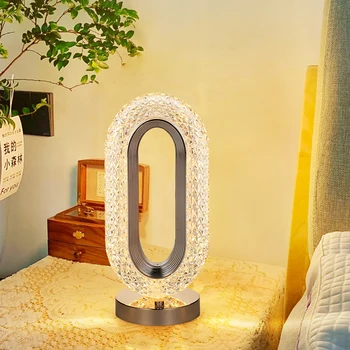 Luxusné Crystal Stolná Lampa Touch Ovládania Ploche Aatmosphere Lampa 3-farba Stmievanie Spálňa Spánku Svietidiel pre Reštaurácie, Bary