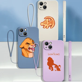 Lion King Roztomilý Pohode Telefón puzdro Pre Apple iPhone 14 13 12 mini 11 Pro Max 8 7 Plus XR XS X Kvapaliny Lano Funda Kryt