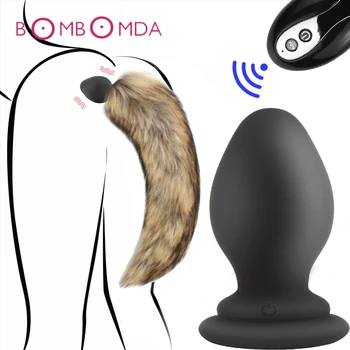 Swing a Upozorňuje Fox Chvost Bezdrôtové Diaľkové Análny Plug Vibrátor Análny Sex Hračky Silikónový Zadok Plug Cosplay Pre Páry Hry pre Dospelých
