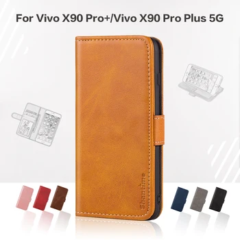 Flip Cover Pre Vivo X90 Pro+ Obchodný Prípad Luxusné Kožené S Magnetom Peňaženky Prípade Vivo X90 Pro Plus 5G Kryt Telefónu