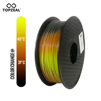 TOPZEAL Novo CHKO Tri Temp Zmeniť Farbu Láva 3D Tlačiarne Vlákna, Black Red Yellow, 1 KG 1.75 mm s Toleranciou +/-0.05 mm