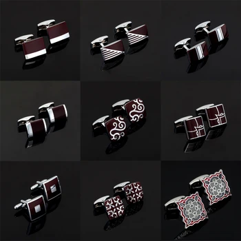 Luxusné manžetové Módne červená módne klasický dizajn novinka manžetové gombíky pre pánske Značky putá tlačidlá Vysoko Kvalitné Šperky