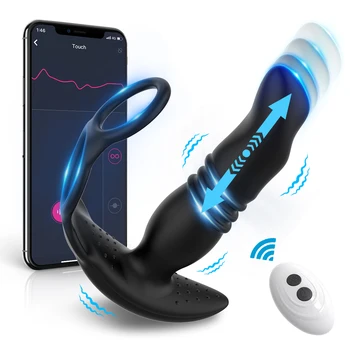 Bluetooth Teleskopická Análny Vibrátor Sexuálne Hračky Pre Mužov APP Remote Prostaty Masér Dildo Vibrátor Zadok Plug Oneskorenie Ejakulácie Krúžok