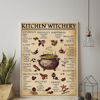 Kuchyňa Witchery Vtipné Plagáty a Vytlačí Dekorácie Plátno na Stenu Obrázky Čarodejnice Magic Vedomosti Umenie Maľba Darčeky Domova