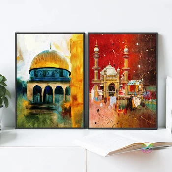 Islamská Mešita Plagát olejomaľba Štýl Tlače Wall Art Obraz na Plátne Maľovanie Moderné Moslimských Domáce Dekorácie Darček