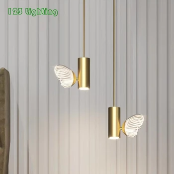 Krásny Motýľ LED Lustre Zlato Kov Posteli Salón Reštaurácia Hanglamp Domov umeleckou Výzdobou Prírodné Svetlo