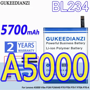 Vysoká Kapacita GUKEEDIANZI Batérie BL234 5700mAh Pre Lenovo A5000 Atmosféra P1M P1MA40 P70 P70t P70-T P70A P70-A