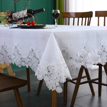 Tabuľka Kryt Biely Bielizeň Bavlna Obrus Obdĺžnikový Kvet Americký Textílie Nordic Tv Kabinet Obrus Čipky Moderný Vzor
