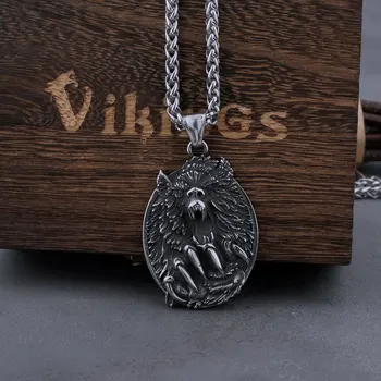 Pánske Viking Vlk Hlavu, z Nehrdzavejúcej Ocele Náhrdelník Nikdy Nevyblednú Vysoko Kvalitnej Ocele Farba Vlk Packa Hip Hop Prívesok Amulet Šperky Darček