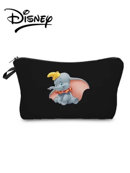 Disney Dumbo Vytlačené Kozmetická Taška Ženy Make-Up Bag Black Cartoon Slon Skladovanie Taška Dieťa Peračník Prenosné Vlastného Vzoru