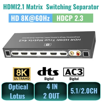 HDMI 2.1 Matice 4x2 4k@120hz Prepínanie HDMI Splitter 8K Hdmi Prepínač Splitter S HDR 10 OBLÚK Pre Dolby Atmosférických PS5 XBOX AC3, DTS HD